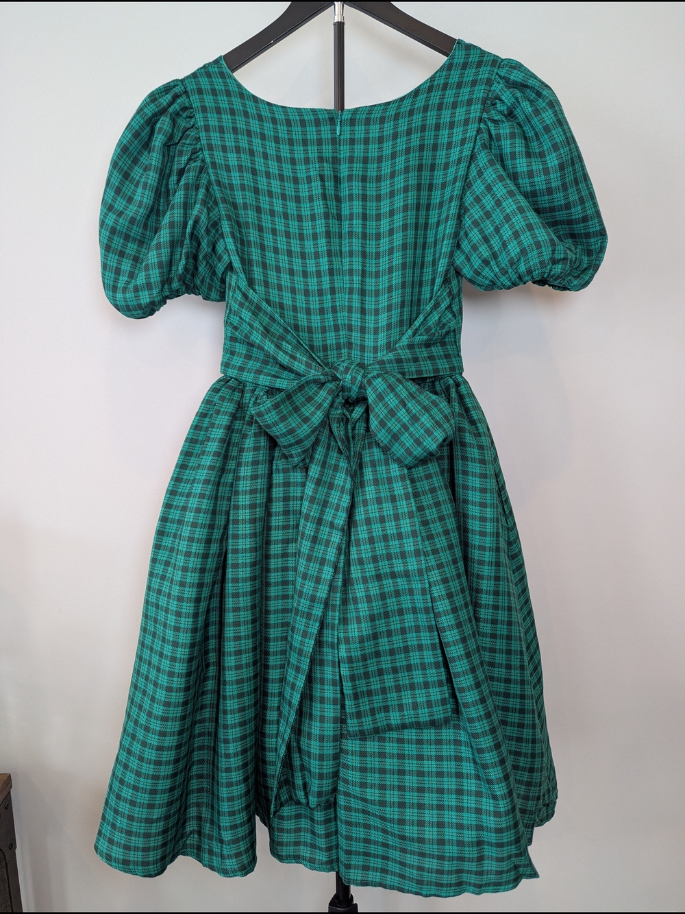 NWT Ivy City Co. Women’s Size 2 Green Plaid Puff Sleeve Cupcake Midi Dress - Picture 8 of 10